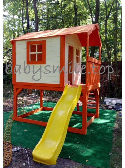 Домик детский деревянный с горкой большой